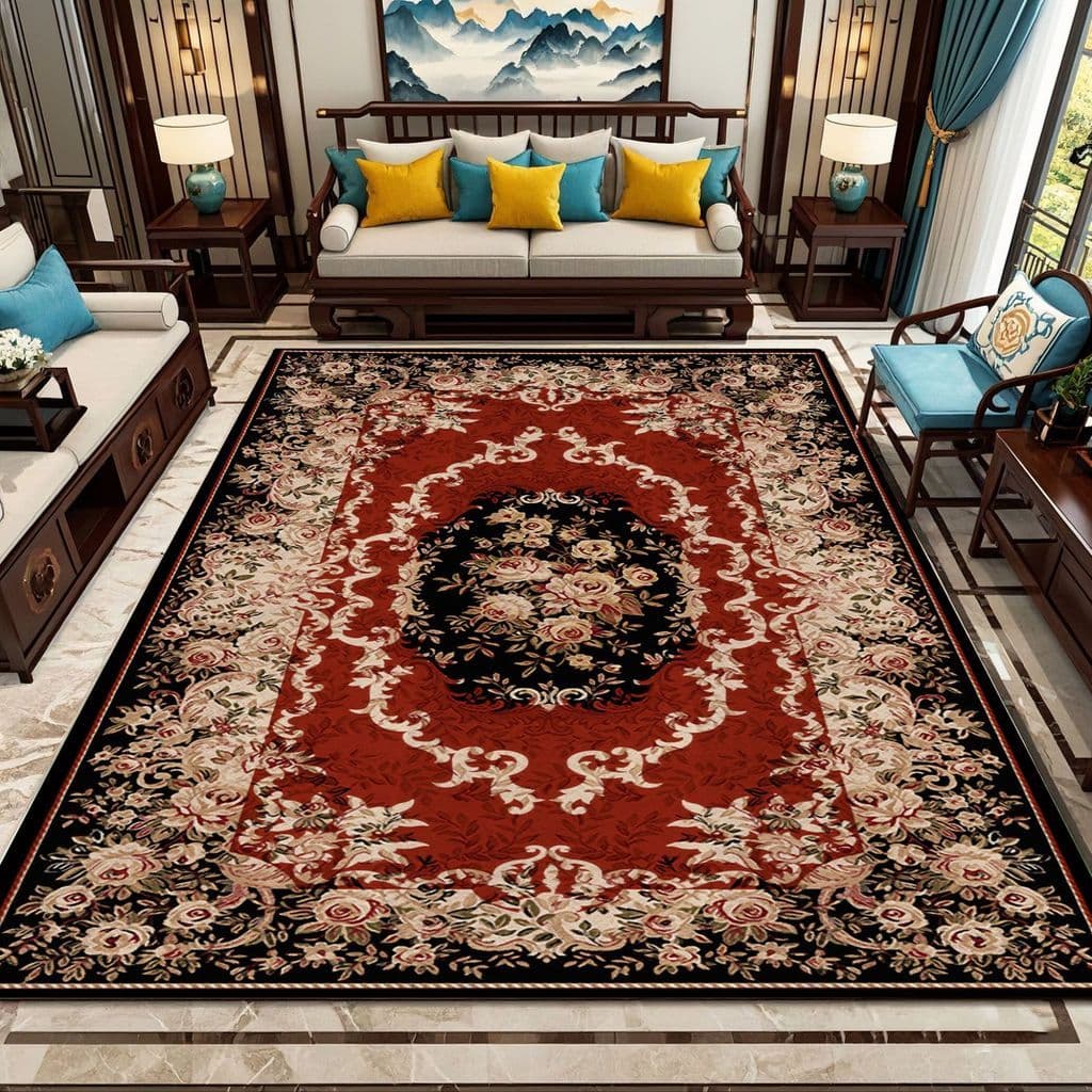 [Novo produto] Tapete retrô estilo chinês, área grande, sala de estar completa, estudo, tapete para pés, antiderrapante,