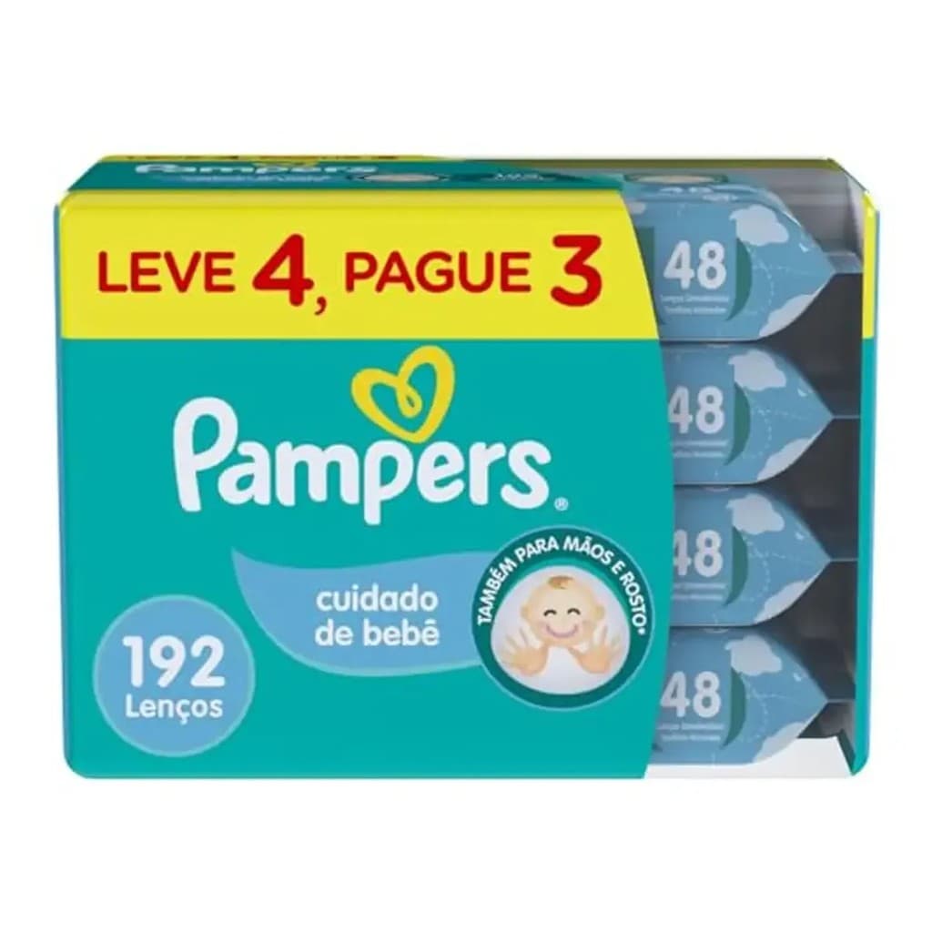 Kit Lenços Umedecidos Pampers Cuidado Bebê 192 Unidades Leve 4 Pague 3