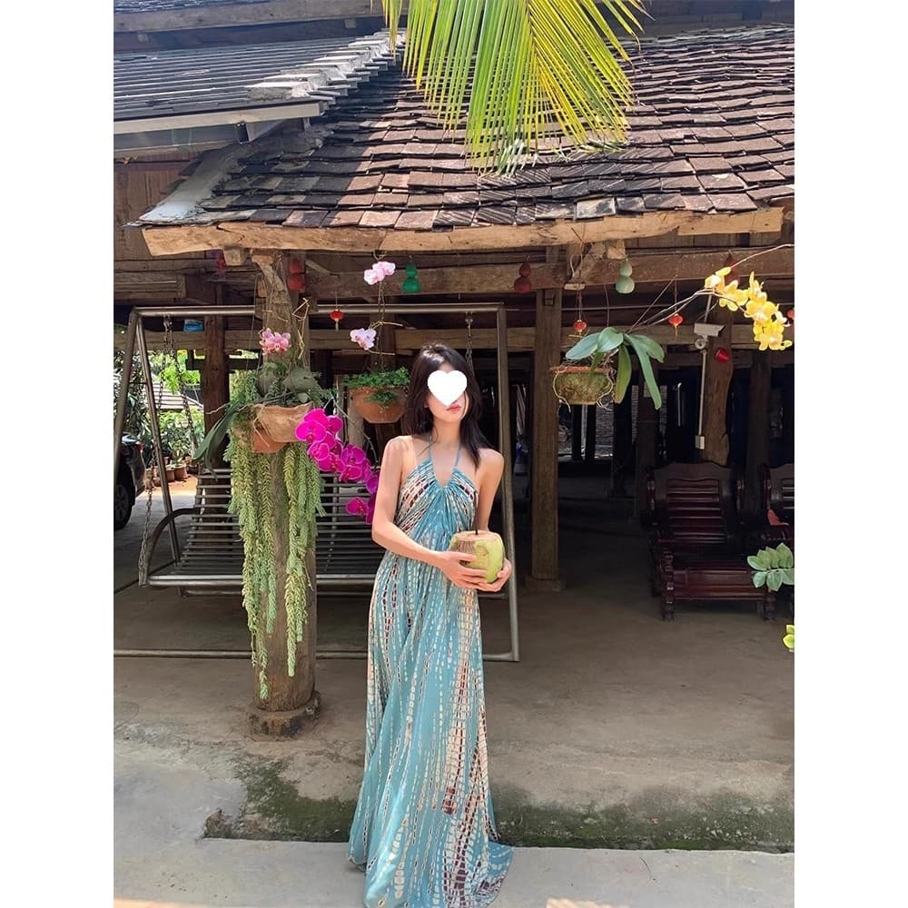 Vestido feminino boho para férias, vestido de praia para fotos de verão, novo modelo francês, vestido longo elegante.