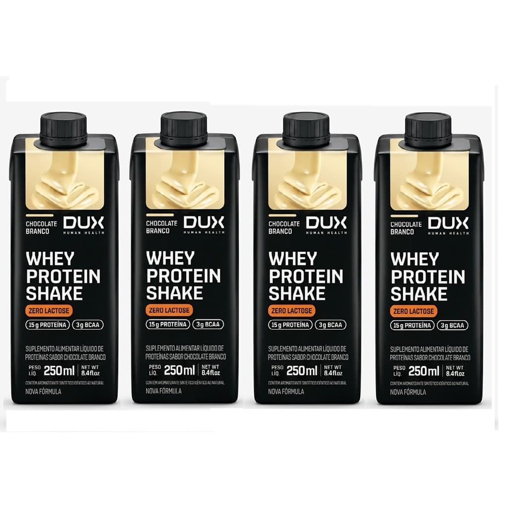 Whey Protein Shake Kit 4X 250ml Chocolate Branco DUX