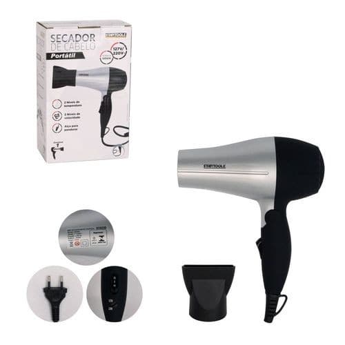 Secador Cabelo Portatil 1200W Bivolt Leve Compacto Rapido Profissional Cinza