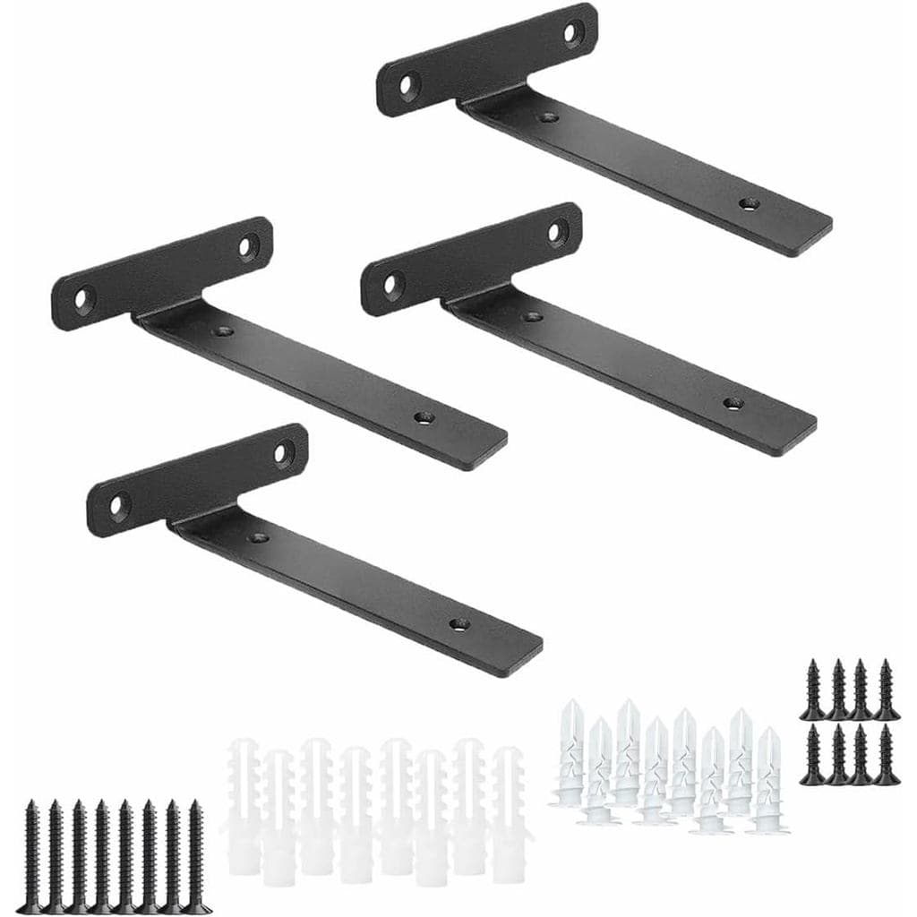 Conjunto de 4 Suportes para Prateleiras Flutuantes, Suporte de Parede Industrial de Alta Resistência de 4 Polegadas, Sup