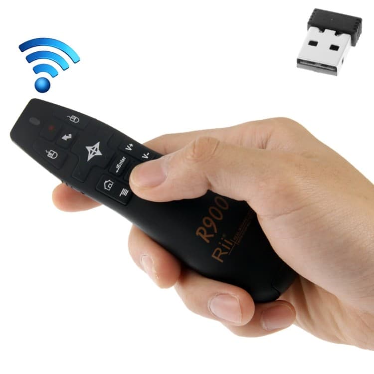 Ponteiro Laser Apresentador Sem Fio 2.4G Fly Mouse Rii Professional Air R900 Para HTPC/Android TV BOX/PS3/XBOX360/Tablet
