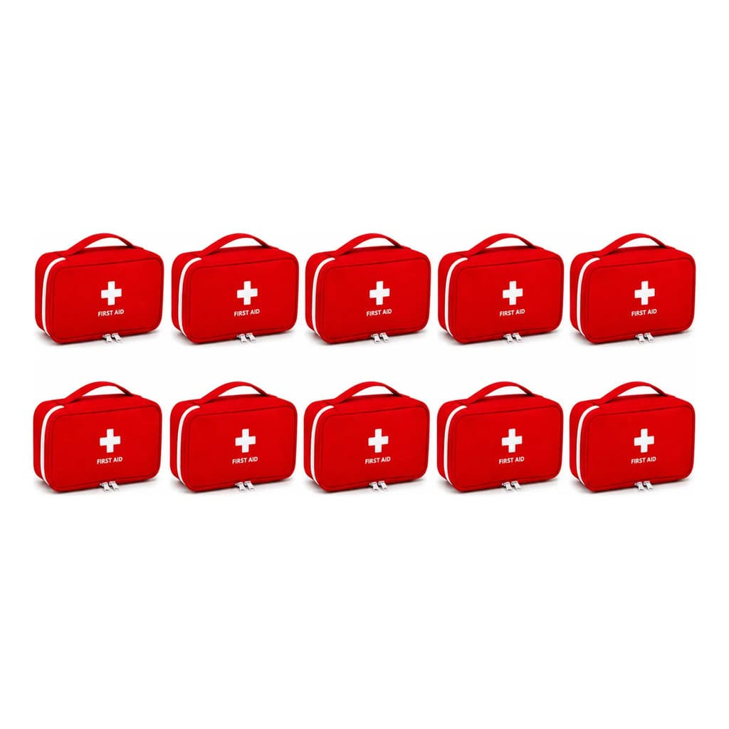 Kit 10 Bolsa Porta Remédios Pequena Primeiros Socorros Vermelha
