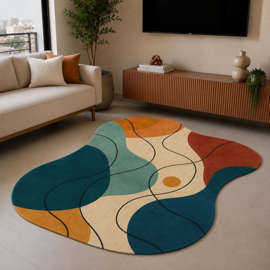 Tapete Orgânico Decorativo 117x67cm Antiderrapante para Sala e Quarto 027
