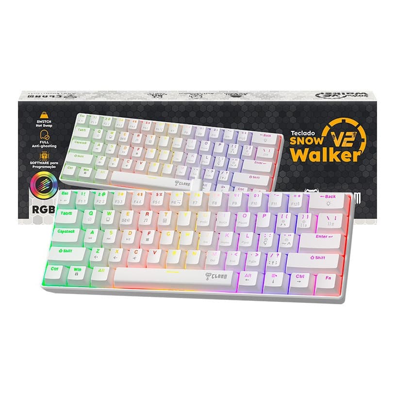 Teclado Mecânico Gamer 60% Snow Walker V2  Branco