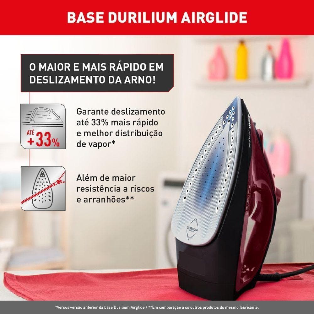 Ferro a Vapor Arno Ultragliss FMV Vinho com Base Durilium Airglide