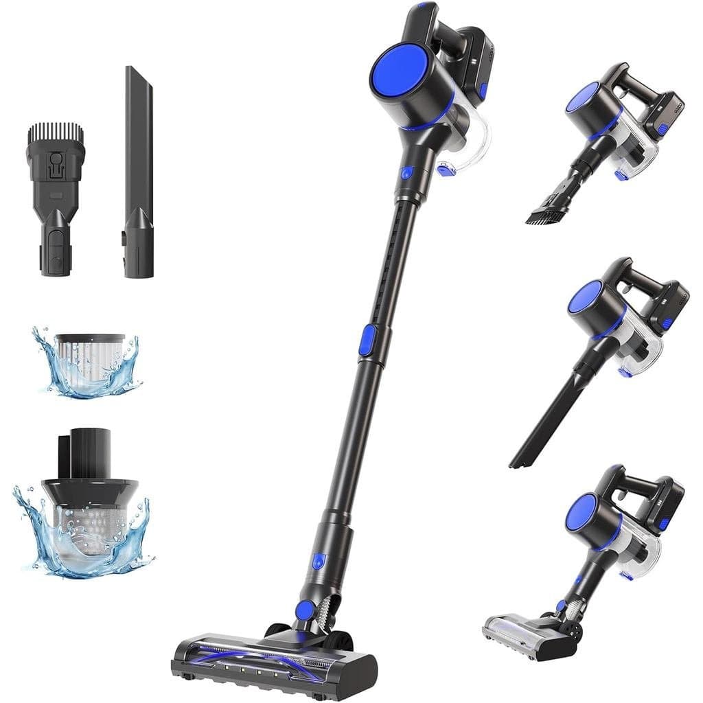 Aspirador de Pó Sem Fio NEWBULIG, Aspirador Leve para Casa com Sistema Anti-Emaranhamento e Luzes LED, Potente Aspirador