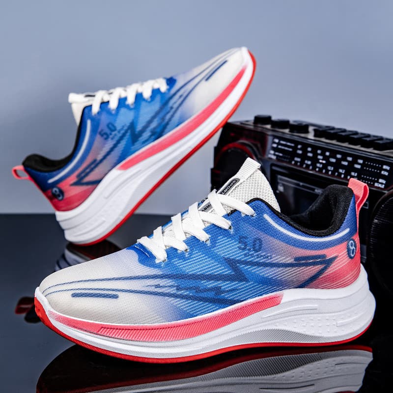 Tênis esportivos masculinos plus size, tênis casuais de corrida com solado grosso e malha de dupla camada, ideais para e