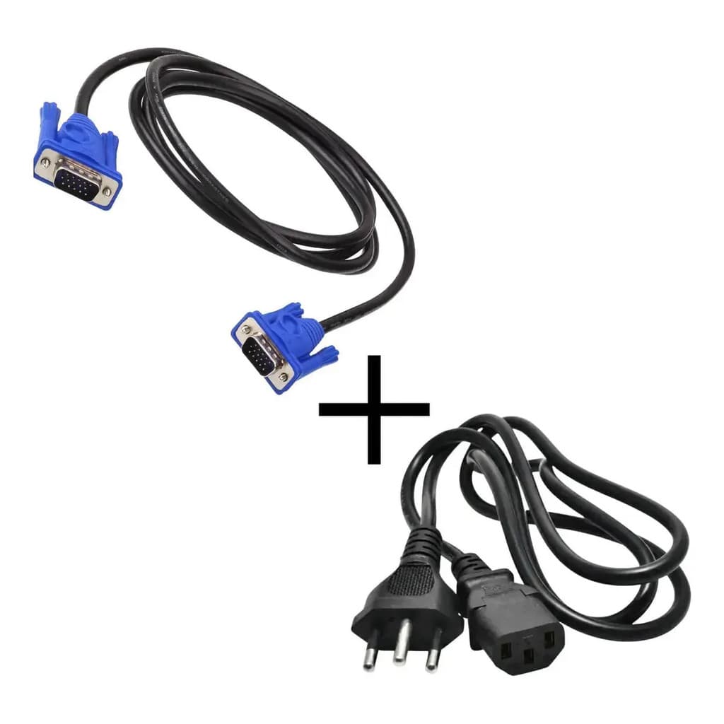 Kit Cabo Energia Fonte Atx Pc Gamer + Cabo Vga Monitor 1,5m