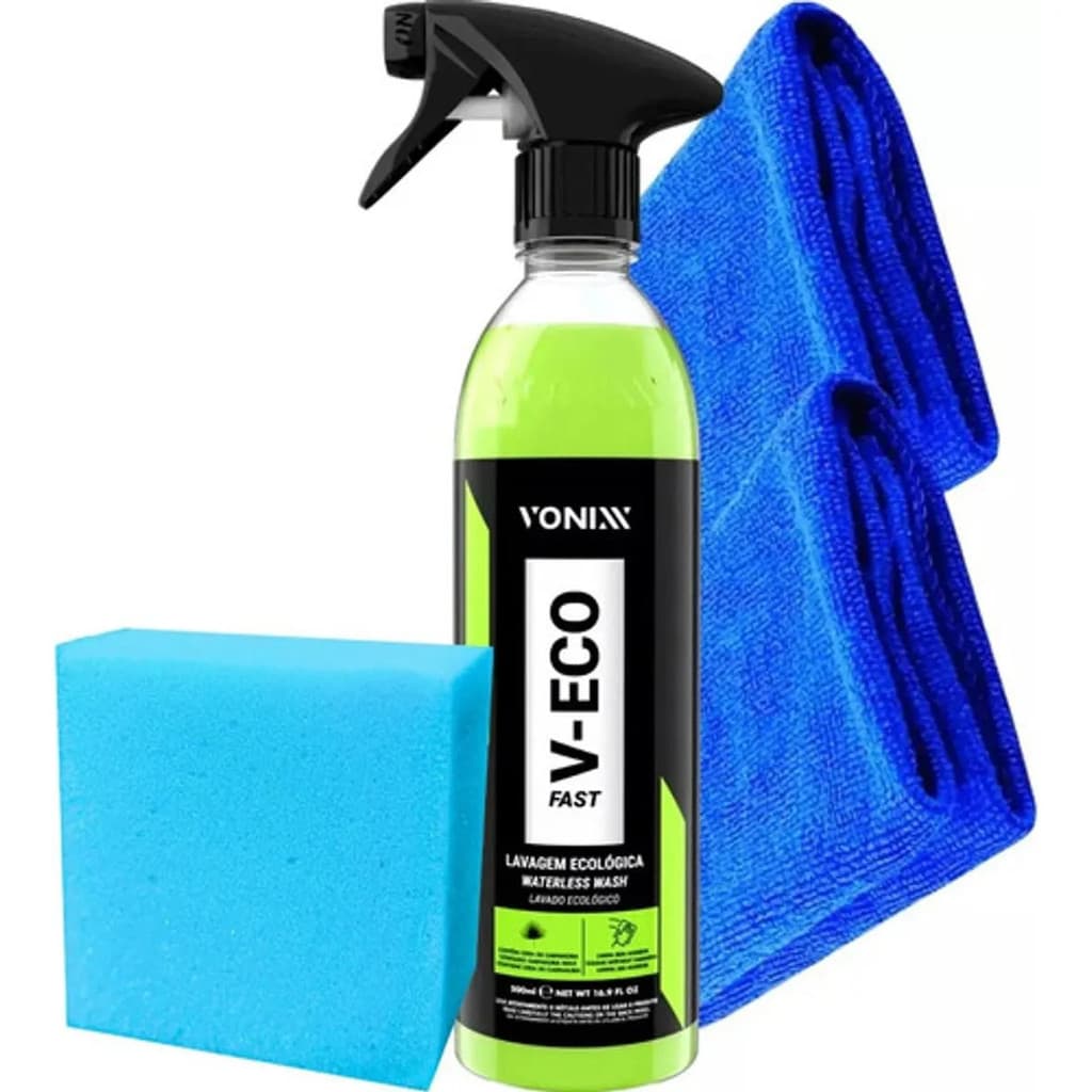 Kit V-eco Fast Lava A Seco Carro E Moto + 2 Panos