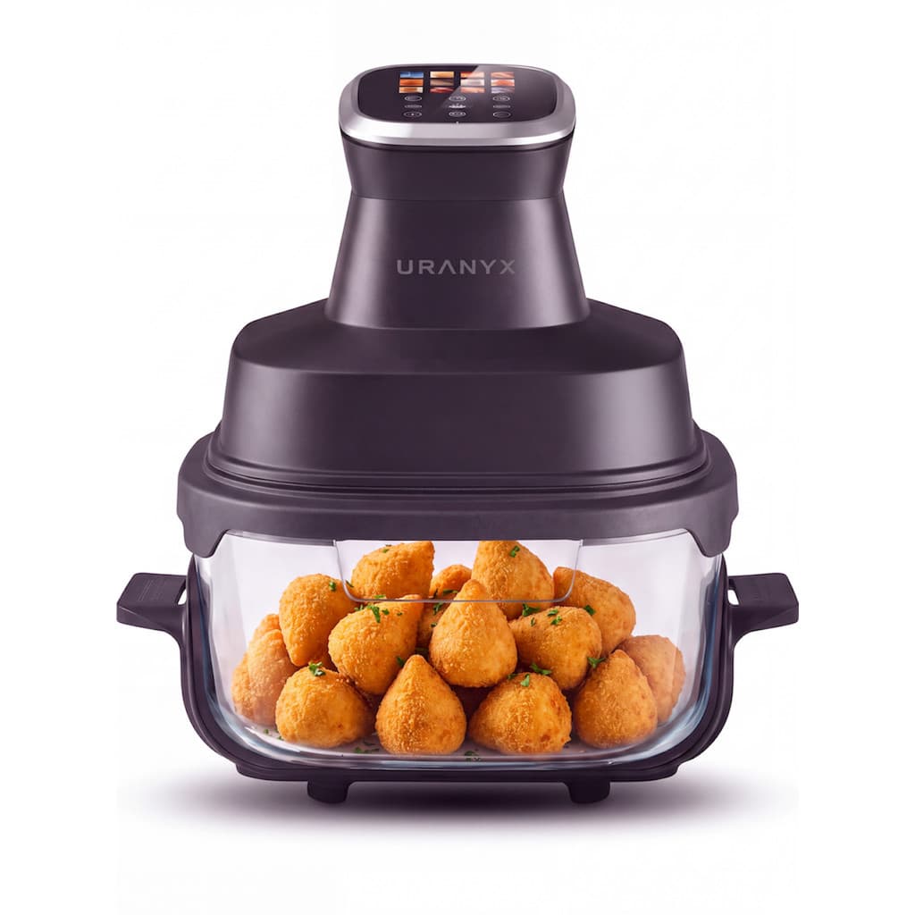Air Fryer Vidro Elétrica 4L Uranyx Painel Digital Touch Fritadeira Sem Óleo