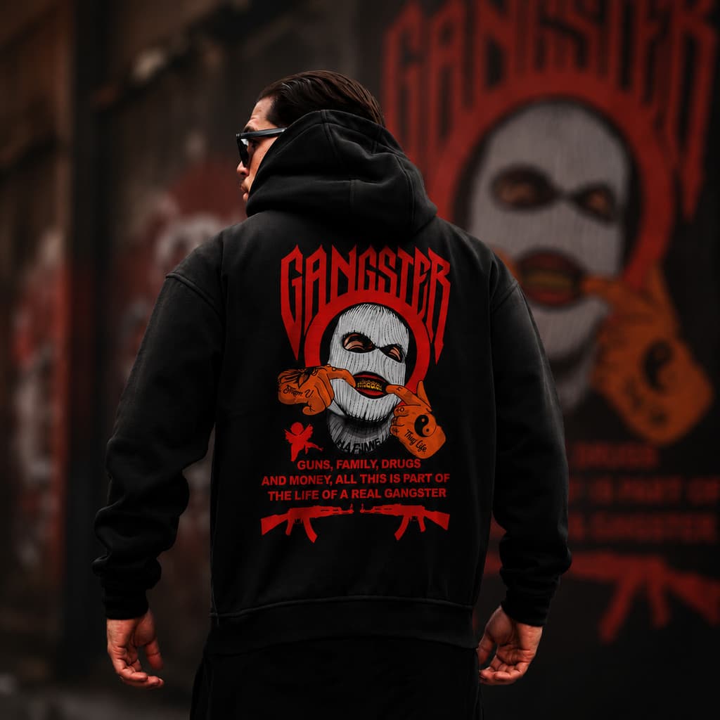 Blusa de Frio Moletom Canguru Gangster Casaco Com Capuz Unissex Plus Size P ao G4