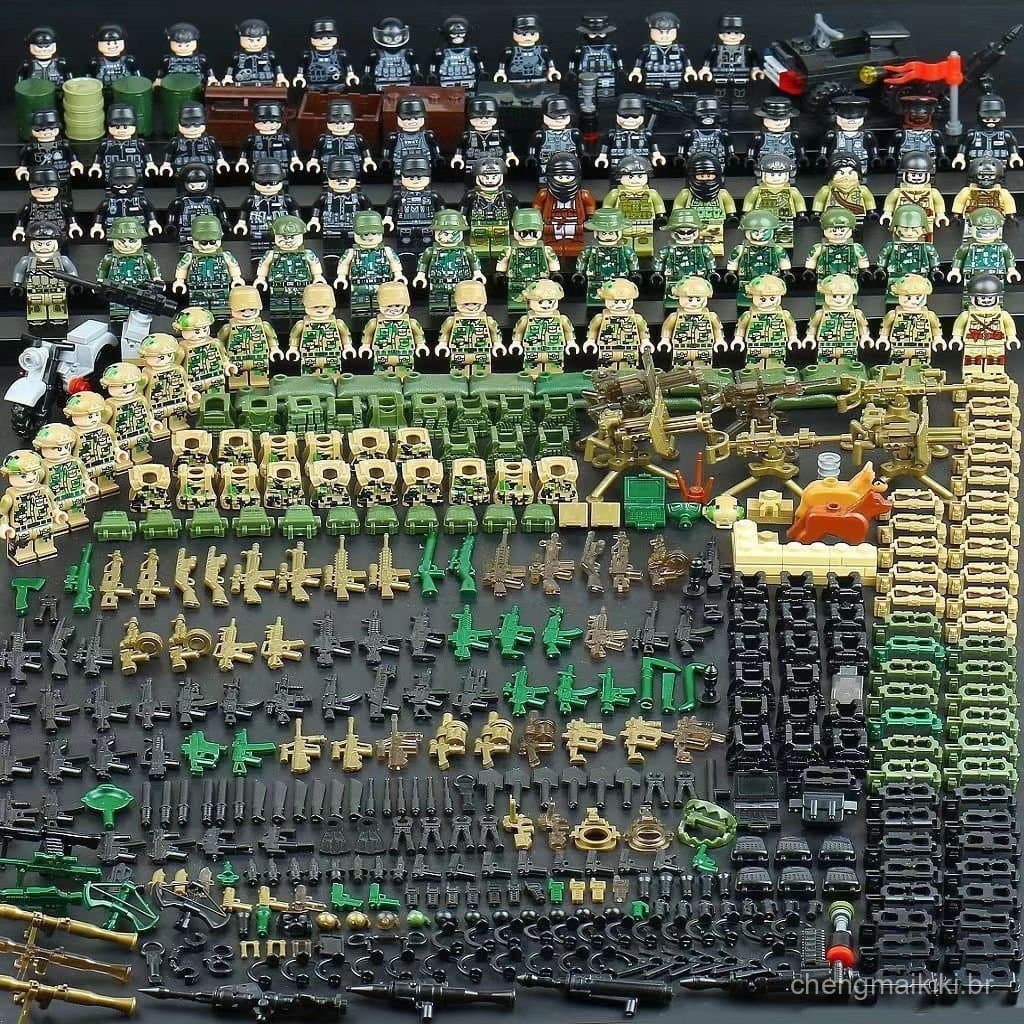 Compatível com blocos de montar militares Lego chineses, minifiguras das Forças Especiais SWAT para montagem.