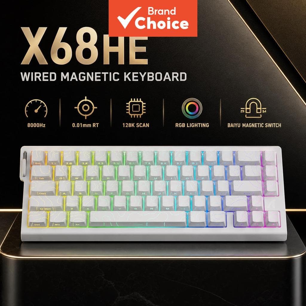 Teclado com fio personalizado Attack Shark X68HE, teclado magnético, teclado mecânico, função Snap Tap, DKS, MT TGL