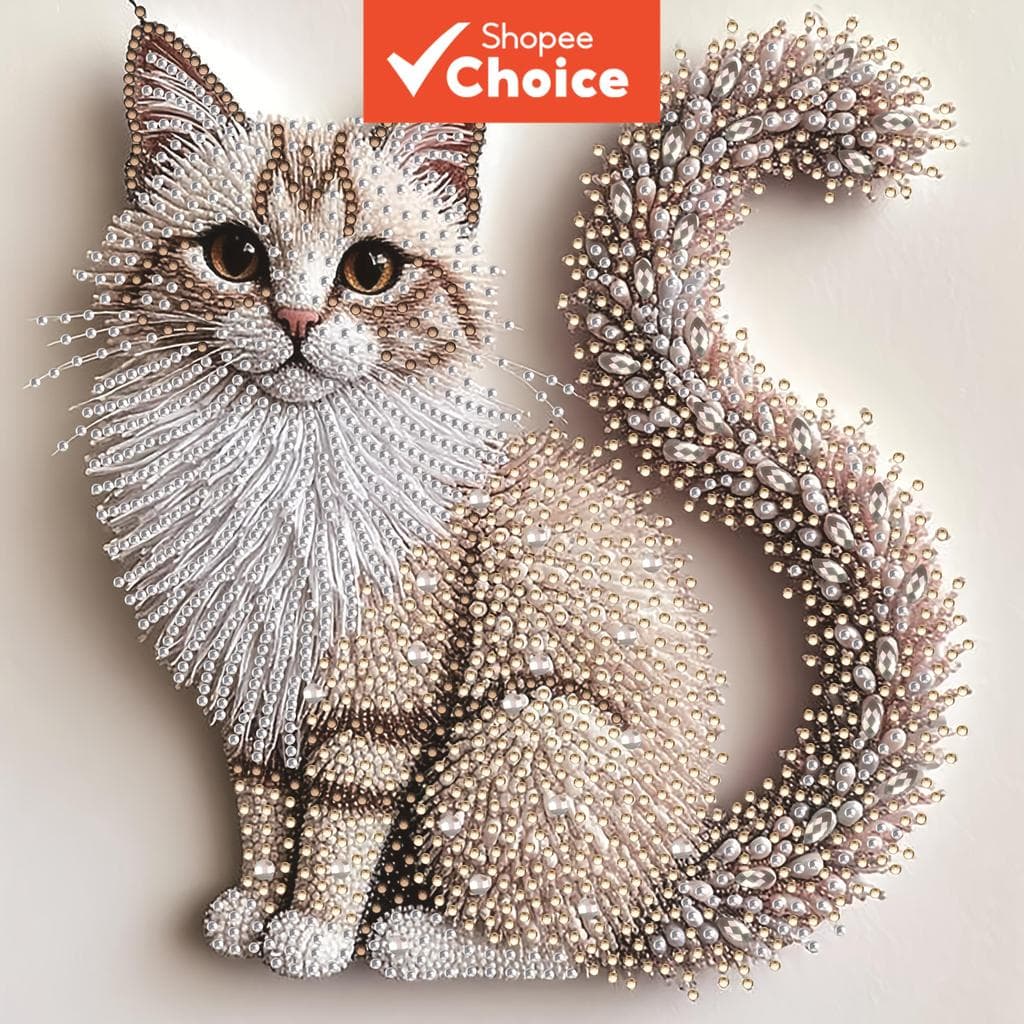 Kit De Pintura De Diamante 5D De Gato Fofo-Arte Artesanal Faça Você Mesmo Com Formato Especial E Diamantes De Resina Red