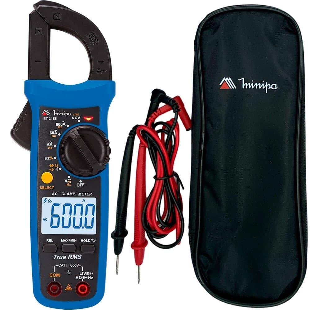 Alicate amperímetro digital CAT III 600V True RMS - ET-3155 - Minipa
