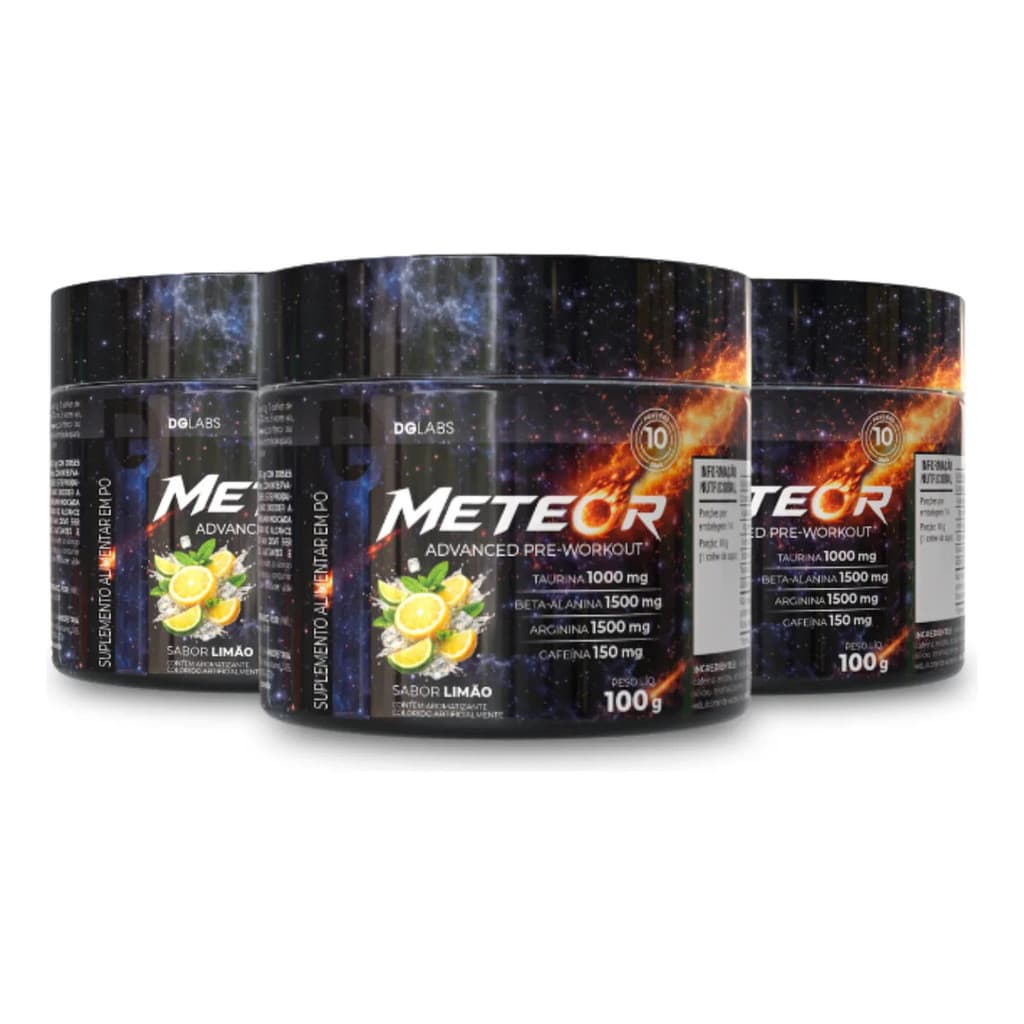 Kit 3x Pré-treino Meteor 100g Dg Labs Suplemento Para Treino
