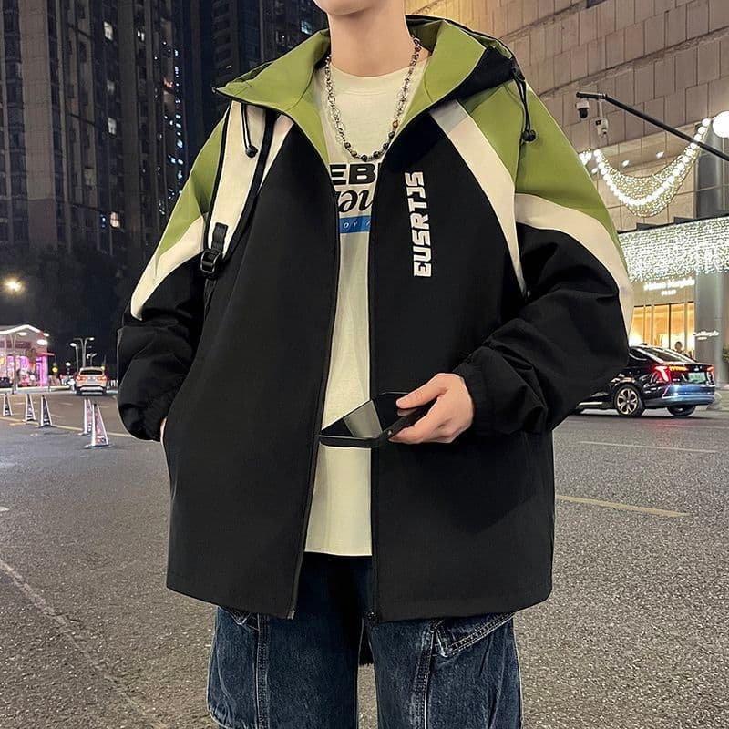 ❤❤ Primavera outono jaqueta masculina na moda All-Match com capuz jaqueta masculina jovens estudantes solto estilo fino 