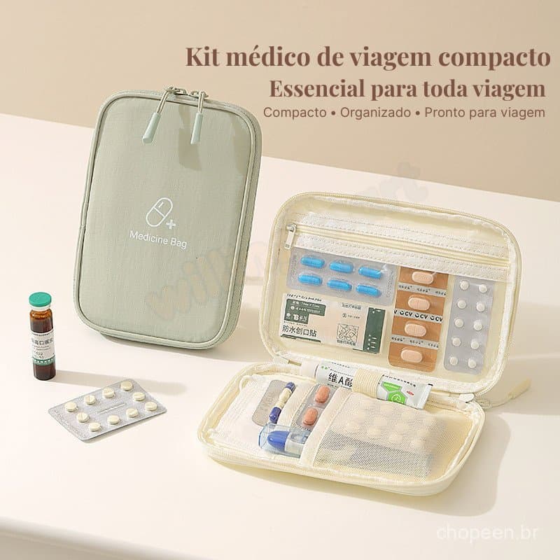 Kit médico, kit de primeiros socorros portátil para viagens, material de nylon impermeável, bolsa de armazenamento em ma