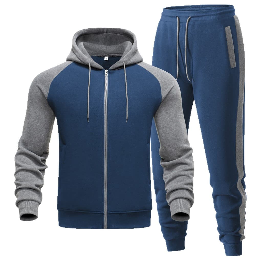 Conjunto de moletom de outono e inverno para homens, conjunto casual de moletom com capuz, jaqueta esportiva masculina c