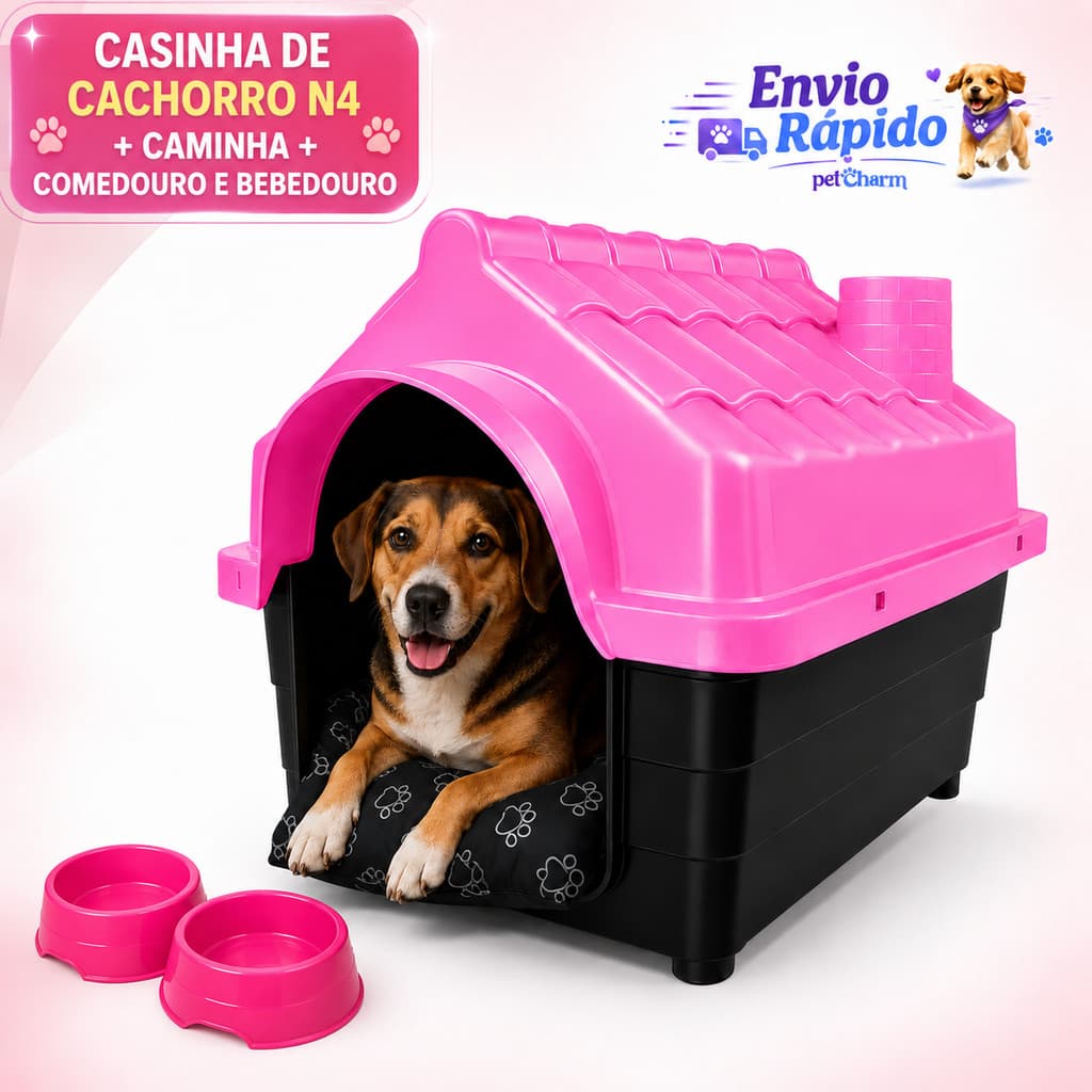 Casinha Para Cachorro N4 Com Caminha Confortável Comedouro Bebedouro Casa Para Cães Pet