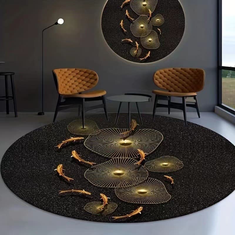 Luz estilo de luxo doméstico tapete redondo sala de estar pode sentar quarto antiderrapante resistente à sujeira tapete 