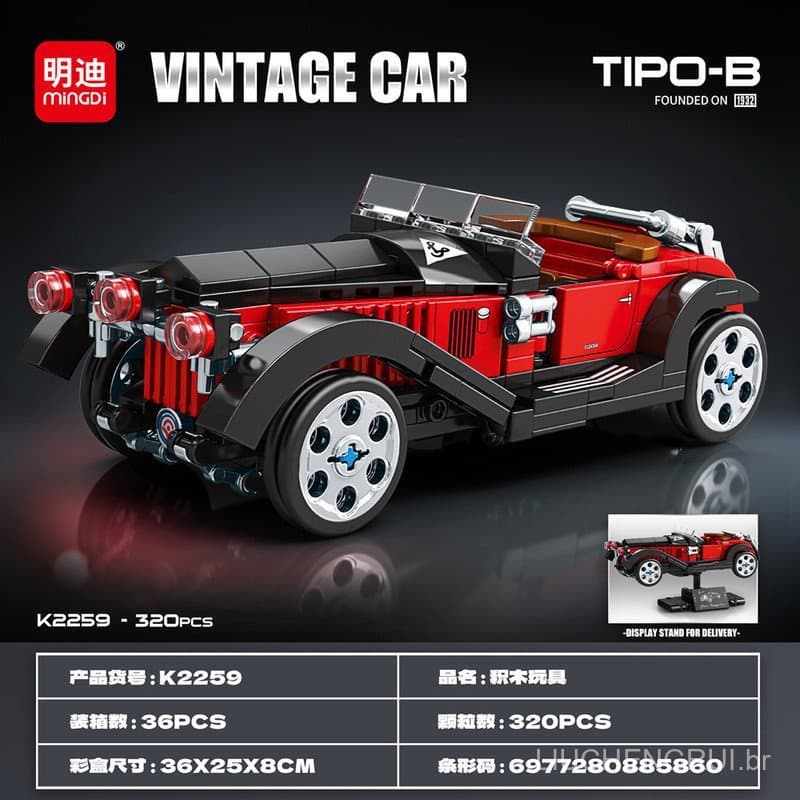 320 PCS Blocos de Montar Lego, Carro de Montar Retrô, Modelo de Carro, Brinquedo para Meninos, Presente URM0