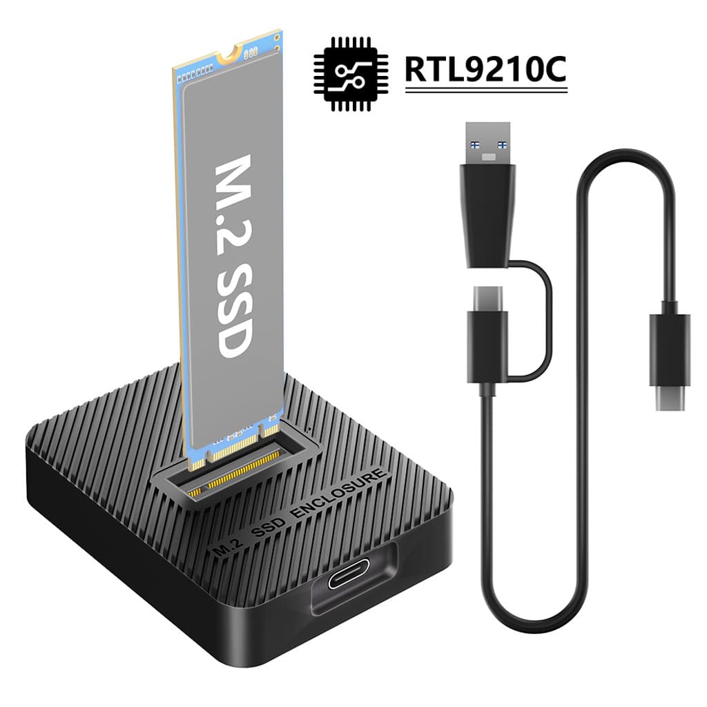 JMT 10Gbps M . 2 SSD Gabinete RTL9210C Chip Protocolo Duplo NVMe & SATA Leitor USB 3.2 Gen2 Tipo-C Externo M2 Caso