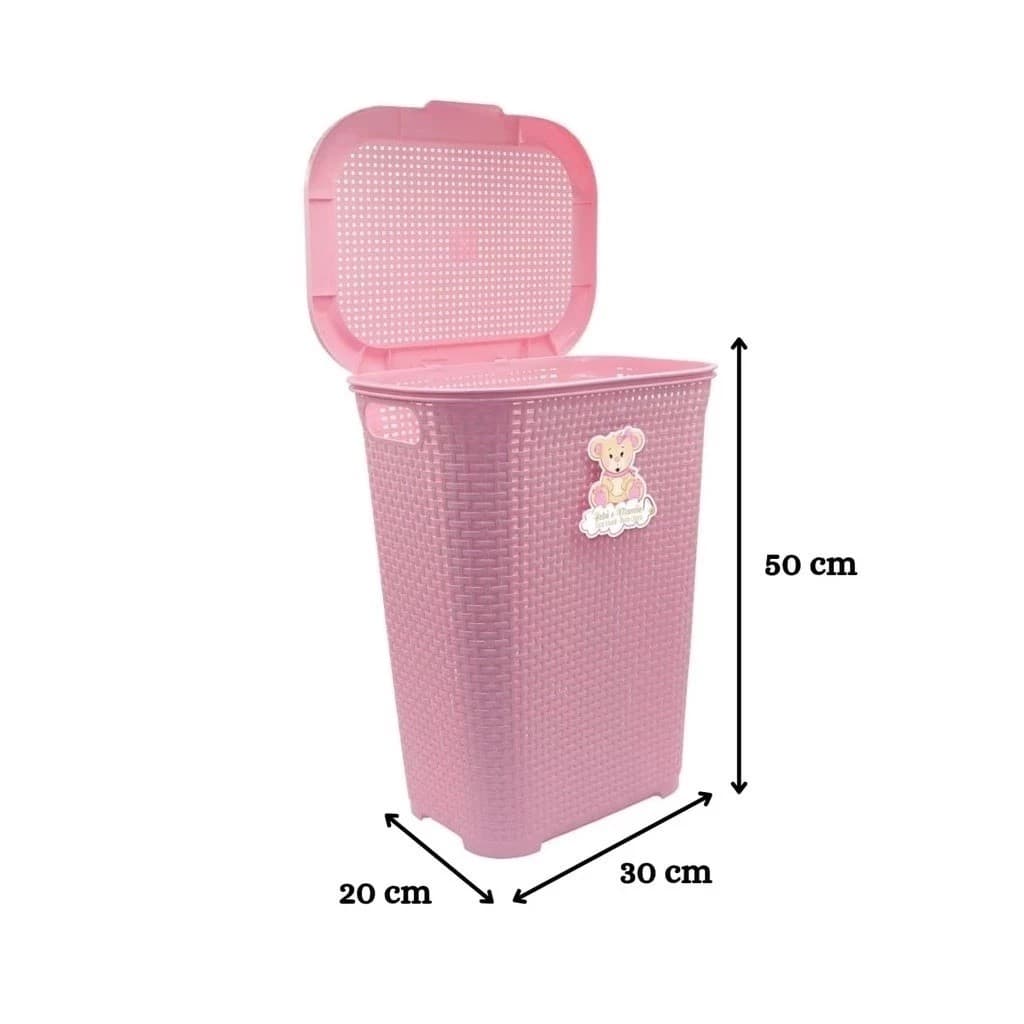 Cesto Organizador 30L com Tampa Rattan Elegante Não Deixa Cheiro Quarto Banheiro Closet Infantil