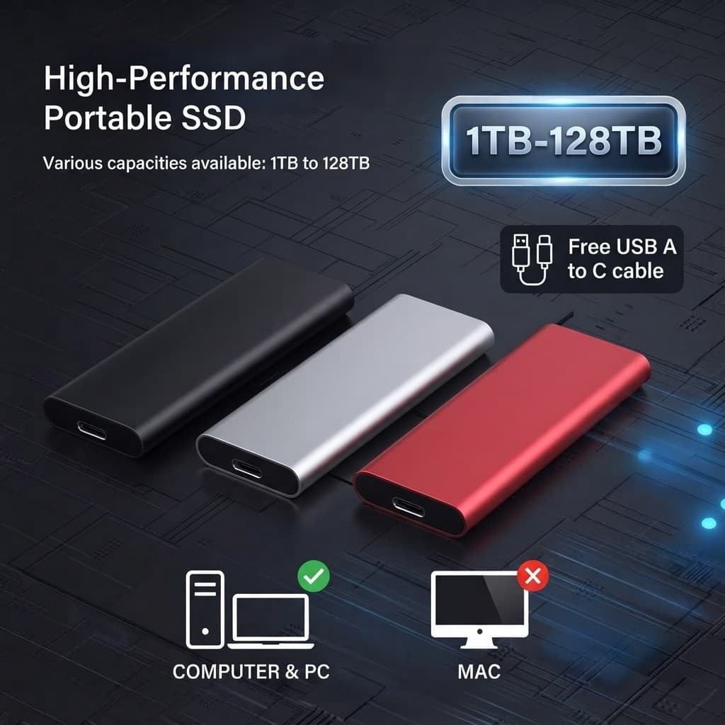 Disco Rígido Externo 4TB/8TB/16TB 30TB Unidade De Estado Sólido Portátil 1TB/2TB