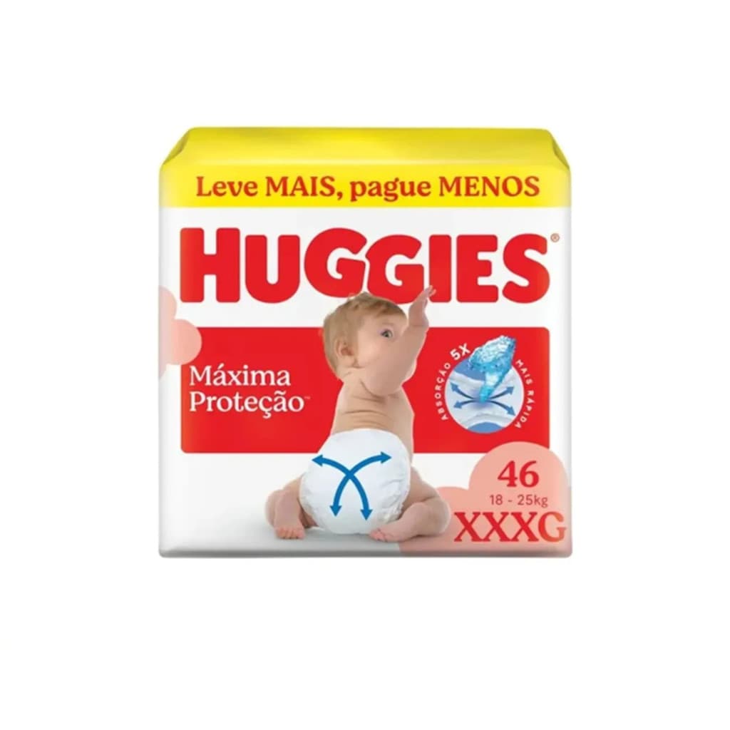 Fralda Infantil Huggies Maxima Proteção XXXG 46UN