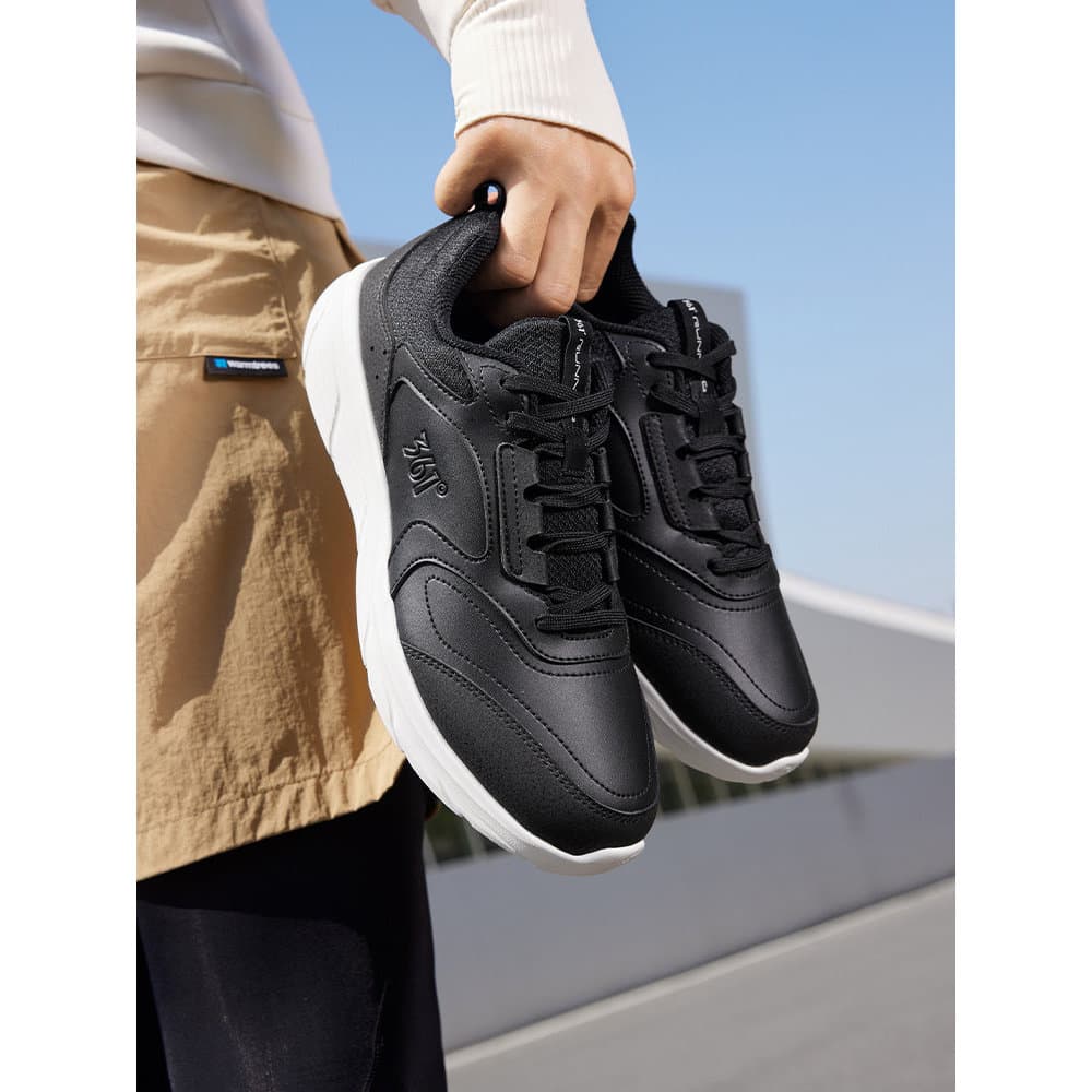 361°Tênis de corrida masculino outono superfície de couro leve respirável sapatos esportivos sola macia rendas tênis de 