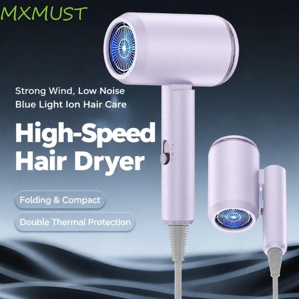 Secador De Cabelo De Íons Negativos , Iônico Profissional De Luz Azul Com Fluxo De Ar Frio E Quente , Bico