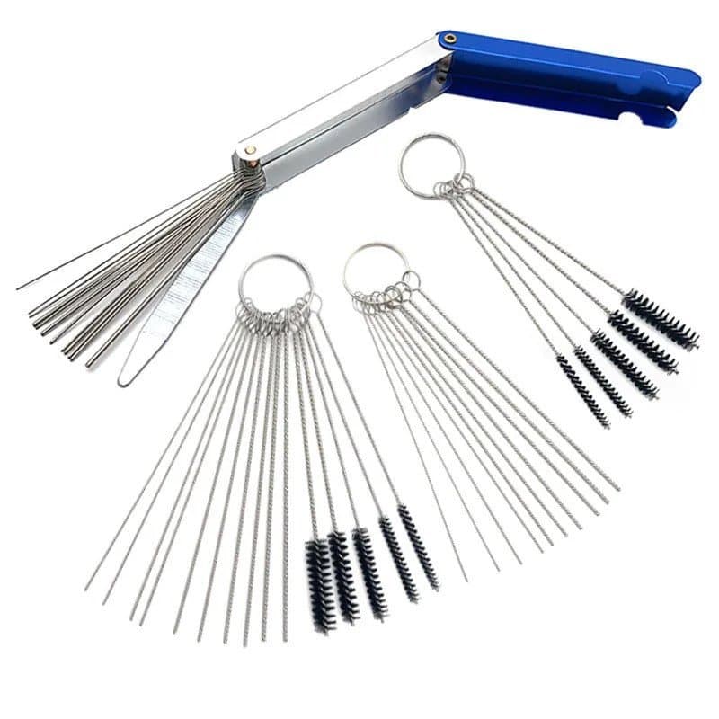Kit Ferramentas para Limpeza Carburador Motocicleta , Agulha Limpeza, Escova, Spray, Limpeza Linha