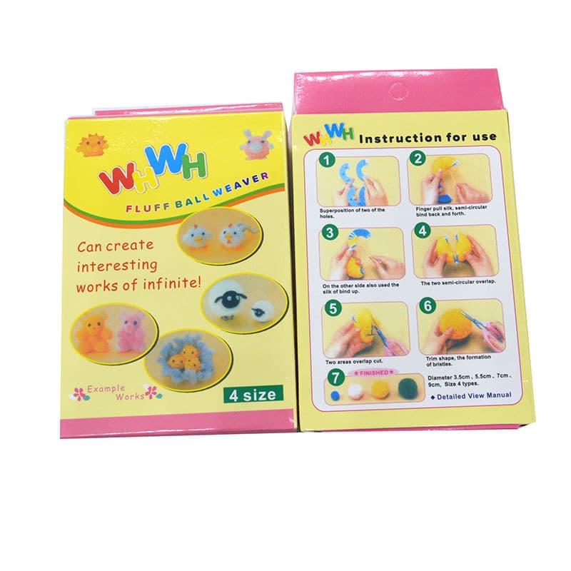 Caixa caixa fofa bola tricô fio bola ferramenta DIY fio tricô ferramenta auxiliar pompom ferramenta 4 peças conjunto