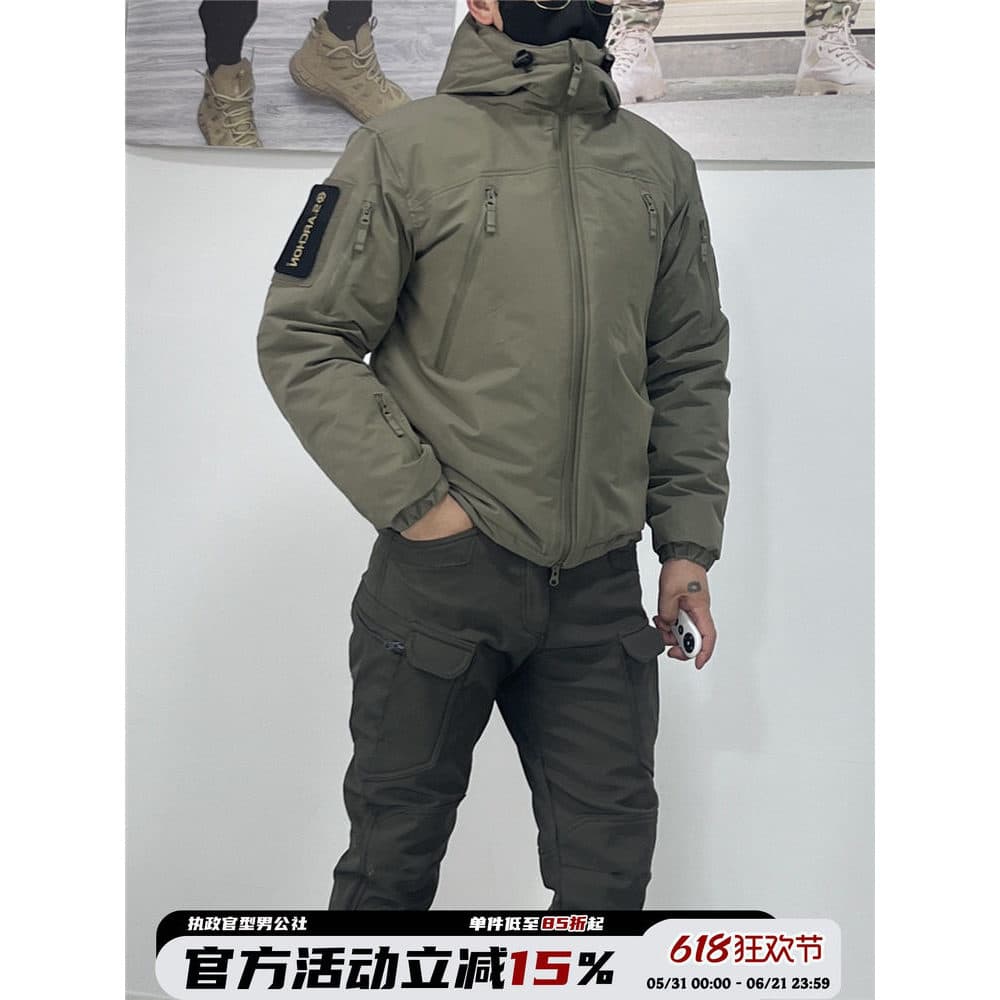 Inverno ao ar livre tático acolchoado jaqueta masculina à prova de vento impermeável jaqueta resistente a riscos jaqueta