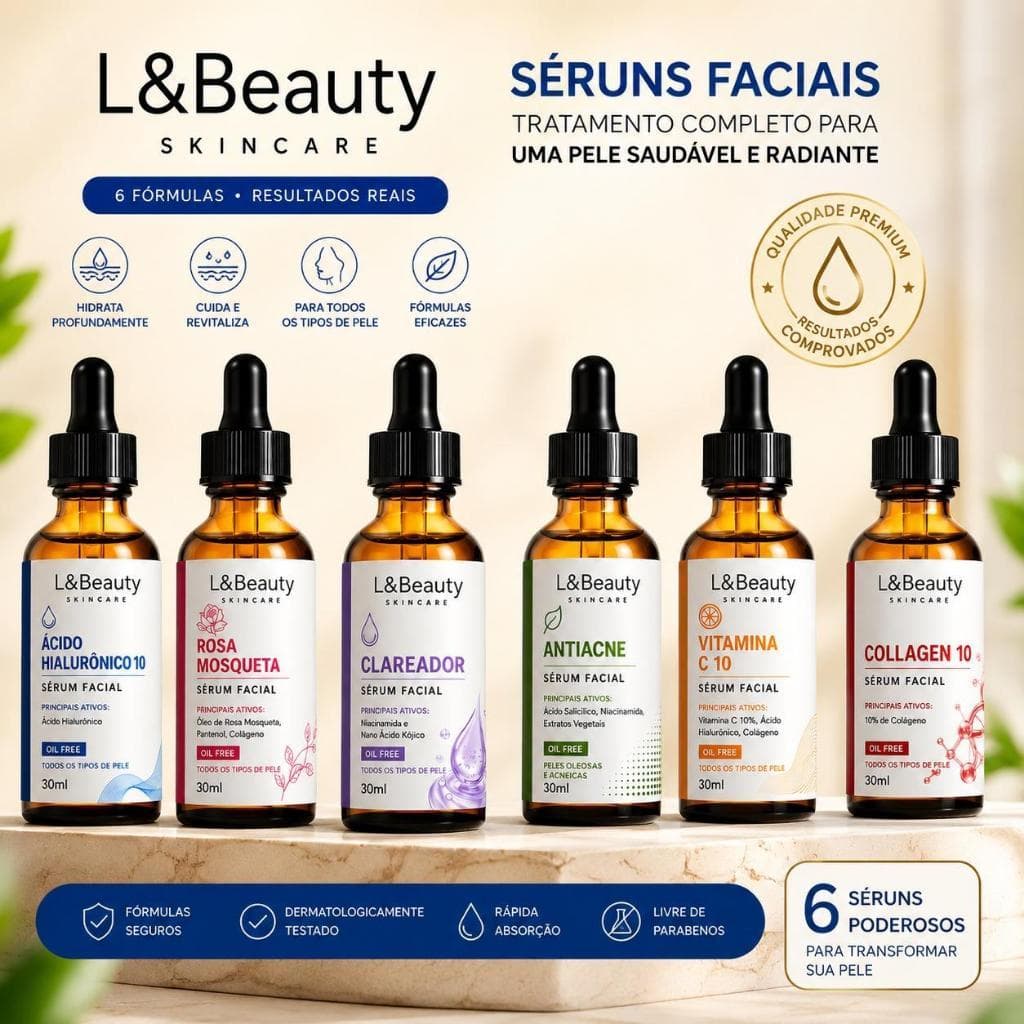 Sérum Facial Hidratante Skin Care Anti-idade Tratamento Completo Todos Tipos de Pele L&beauty 30ml
