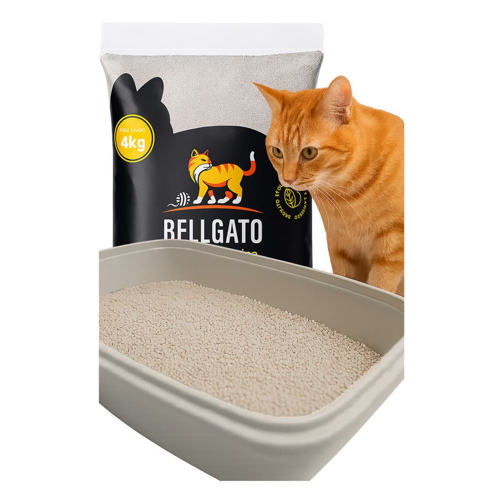 Areia Para Gatos Grãos Finos Fino Fina Premium Natural Sanitária Higiênica 4kg Bellgato