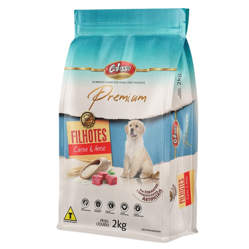 Ração Para Cachorro Filhote Caes Colosso Racao Premium Carne Arroz 2kg