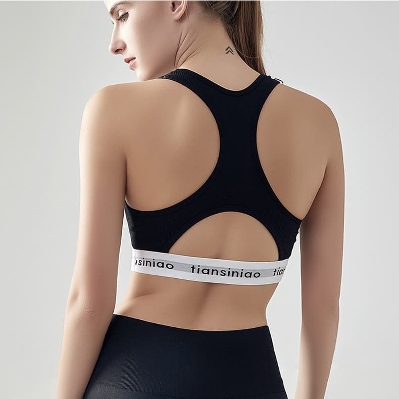 Roupa interior esportiva sem costura feminina personalizada volta carta correndo sutiã de Fitness Yoga colete feminino
