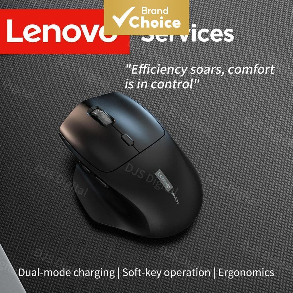  Mouse Sem Fio Lenovo Modo Duplo, Recarregável, Ergonômico, Longa Duração da Bateria, Para Escritório