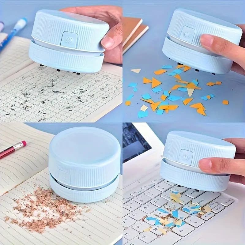 1 Mini aspirador de pó de mesa - coletor de pó de mesa sem fio, adequado para teclado, casa, escola, escritório, limpeza