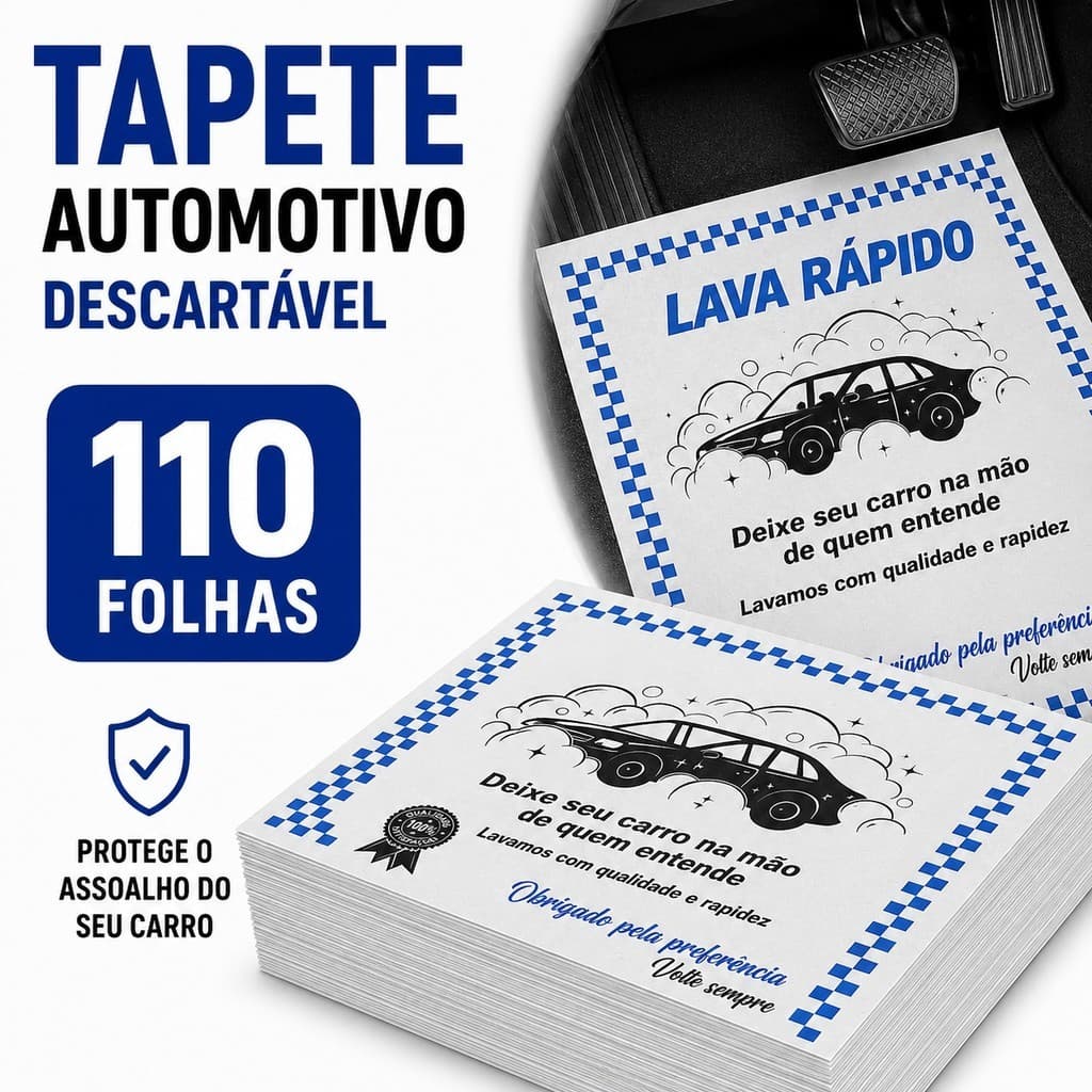 Tapete de Papel Automotivo Descartável Lava Rápido 38x48 1kg 110 Folhas