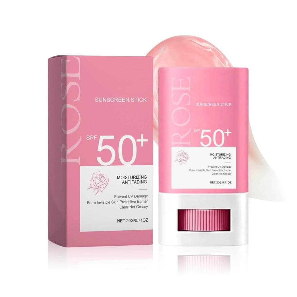 Protetor Solar Facial em Bastão SPF 50+, Protetor Solar Facial Portátil com Extrato de Rosa, Protetor Solar Leve e Hidra