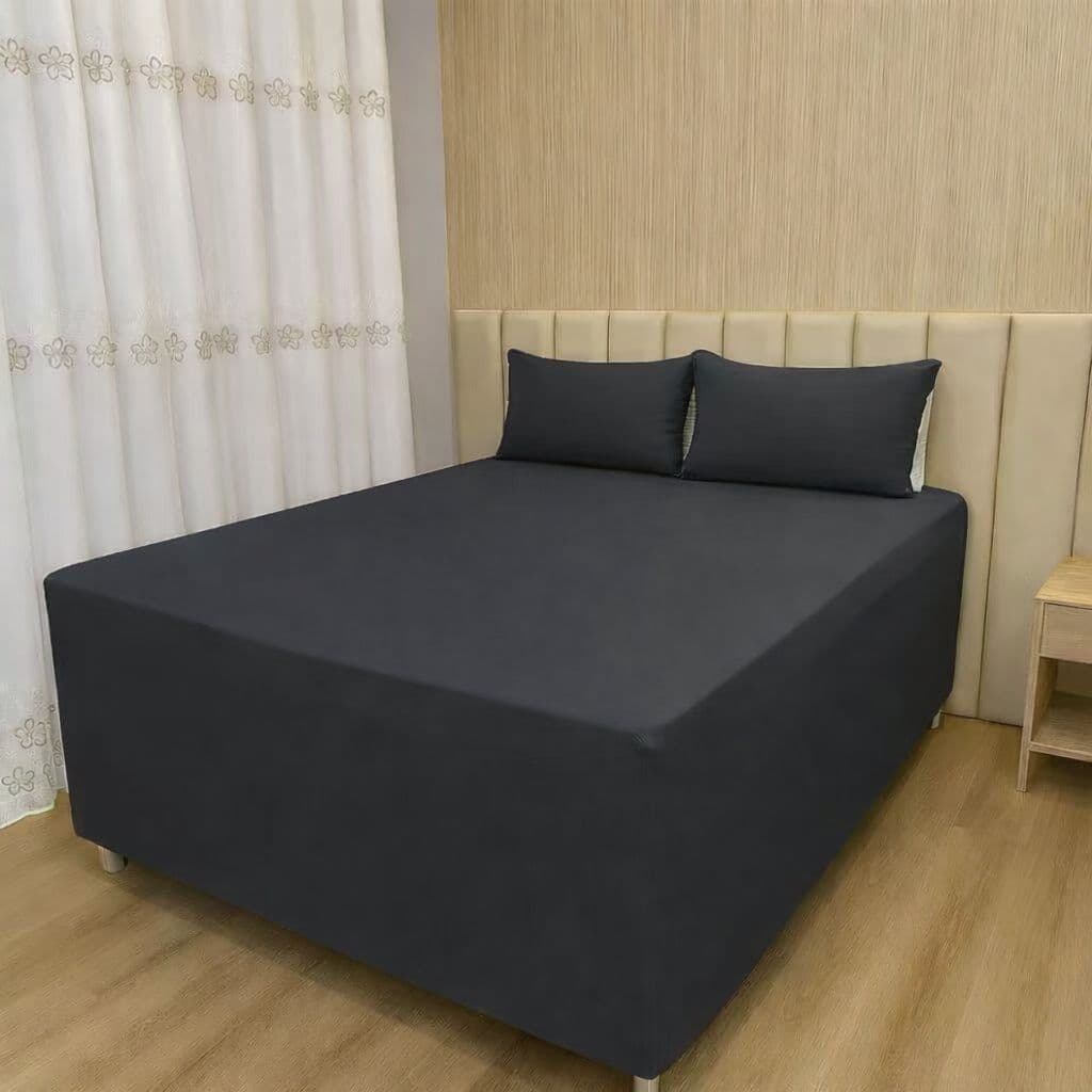 Jogo de Cama Casal Malha Gel Lençol + 2 Fronhas 3 Peças Toque Macio Várias Cores