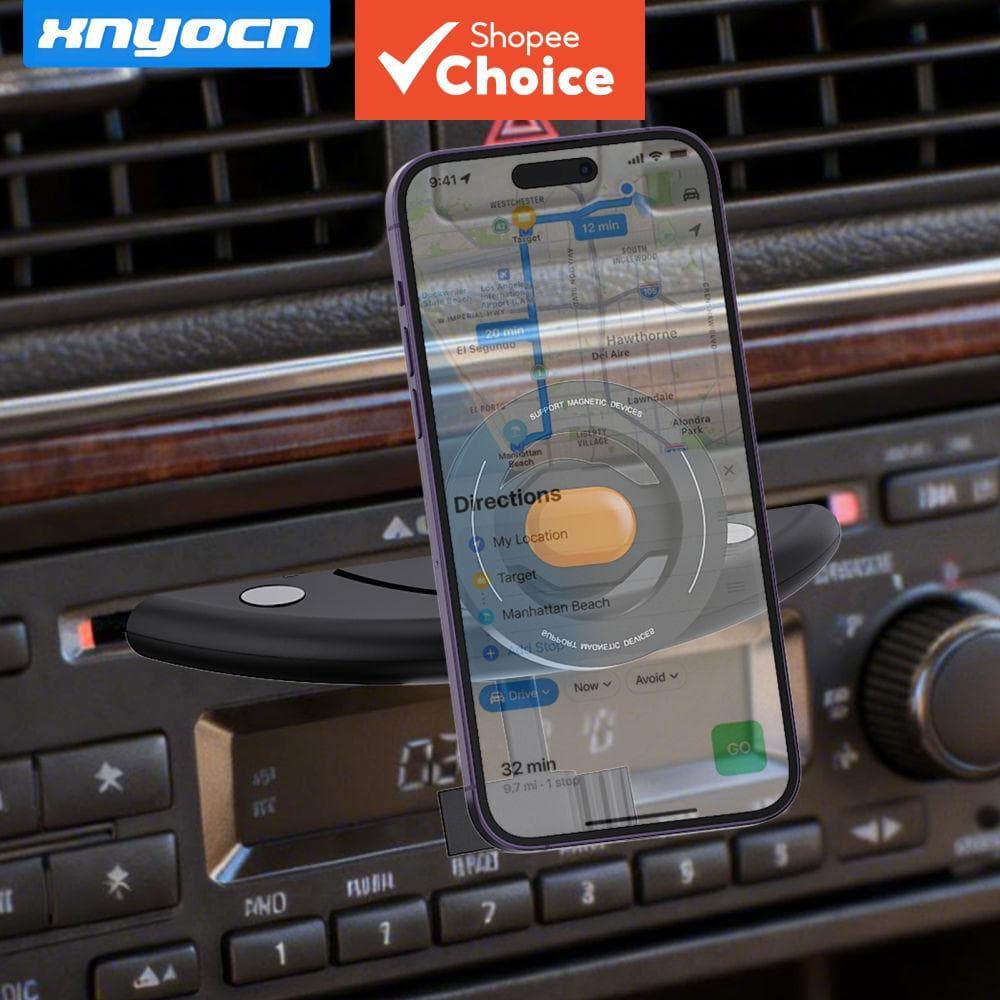 Suporte Magnético para Celular Carro com Slot para CD, Montagem com Rotação 360°, Saída de Ar, Seguro para