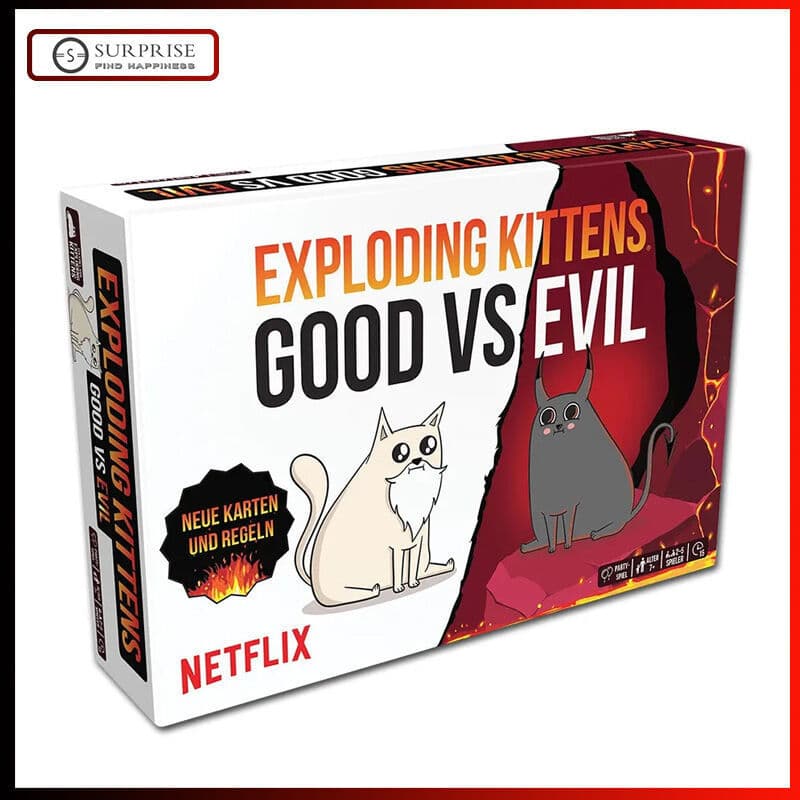 Jogo De Cartas Explodindo Gatinhos Bom vs . Tabuleiro Dos Jogos Da Família Do Mal