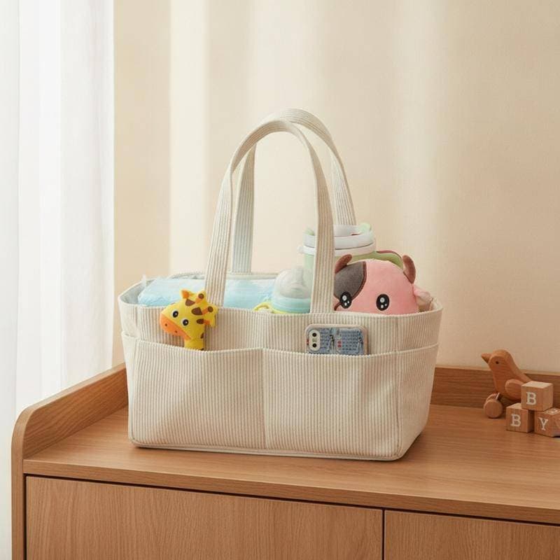{ BUDDI } Organizador De Fraldas De Bebê Cesta De Armazenamento Dobrável De Veludo Com Alça Para Recém-Nascidos Essentia