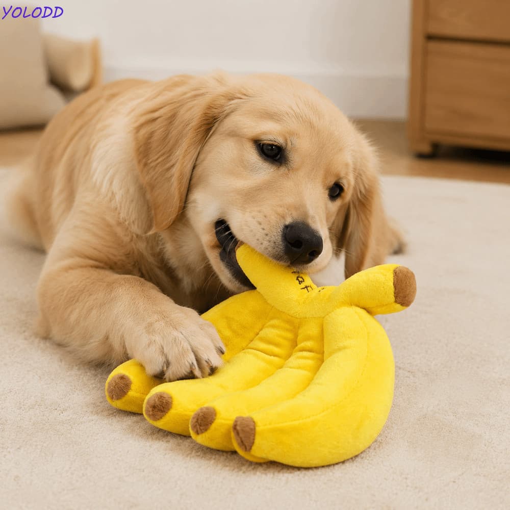 YOLODD Brinquedo De Cachorro Estridente , Pelúcia Amarelo De Banana Para Animais De Estimação , Brinquedos Interativos D